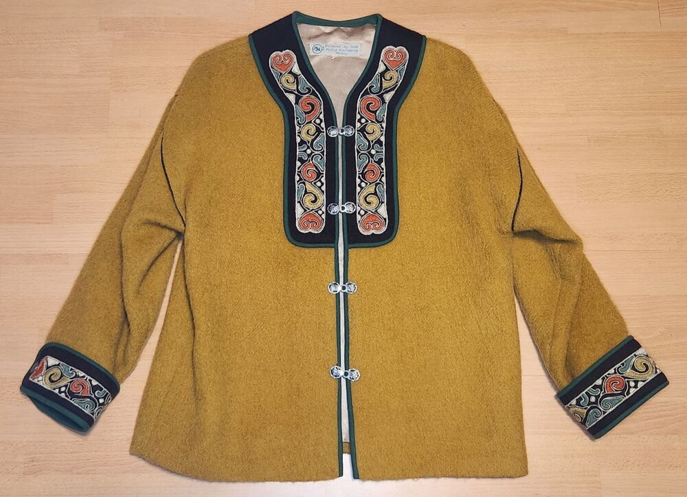 Women’s Embroidered Hand Made Coat Norway Nordic Size 42 Large Wool Husflidsring